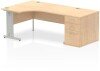Dynamic Impulse Corner Desk with Cable Managed Leg and 800mm Fixed Pedestal - 1600mm x 1200mm - Maple