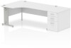 Dynamic Impulse Corner Desk with Cable Managed Leg and 800mm Fixed Pedestal - 1800mm x 1200mm - White