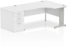 Dynamic Impulse Corner Desk with Cable Managed Leg and 800mm Fixed Pedestal - 1600mm x 1200mm - White