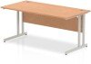 Dynamic Impulse Rectangular Desk with Twin Cantilever Legs - 1600mm x 800mm - Oak