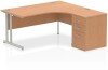 Dynamic Impulse Corner Desk with Cantilever Leg and 600mm Fixed Pedestal - 1600 x 1200mm