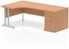Dynamic Impulse Corner Desk with Cantilever Legs and 800mm Desk High Pedestal - 1600 x 1200mm - Oak