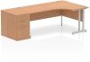 Dynamic Impulse Corner Desk with Cantilever Legs and 800mm Desk High Pedestal - 1800 x 1200mm - Oak