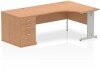 Dynamic Impulse Corner Desk with Cable Managed Leg and 800mm Fixed Pedestal - 1600mm x 1200mm - Oak