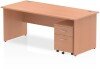 Dynamic Impulse Rectangular Desk with Panel End Legs and 2 Drawer Mobile Pedestal - 1800mm x 800mm - Beech