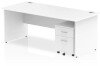Dynamic Impulse Rectangular Desk with Panel End Legs and 2 Drawer Mobile Pedestal - 1800mm x 800mm - White