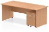 Dynamic Impulse Rectangular Desk with Panel End Legs and 2 Drawer Mobile Pedestal - 1800mm x 800mm - Oak