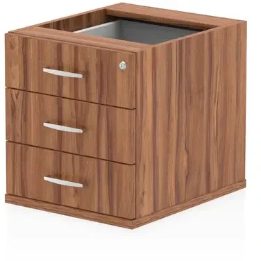 Dynamic Impulse Fixed Pedestal - 3 Drawer - Walnut