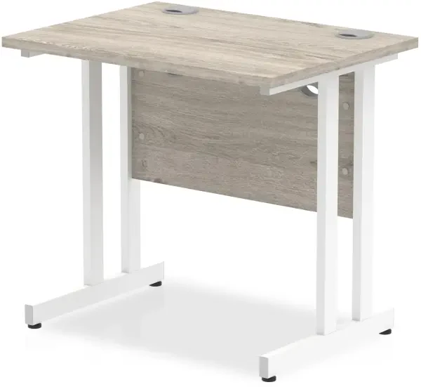 Dynamic Impulse Rectangular Desk with Twin Cantilever Legs - 800mm x 600mm - Grey oak