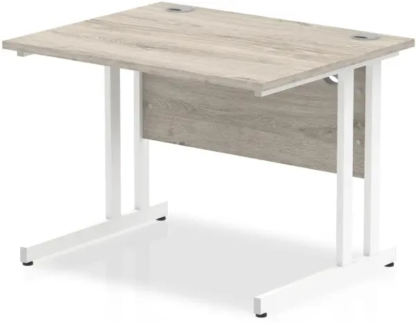 Dynamic Impulse Rectangular Desk with Twin Cantilever Legs - 1000mm x 800mm - Grey oak