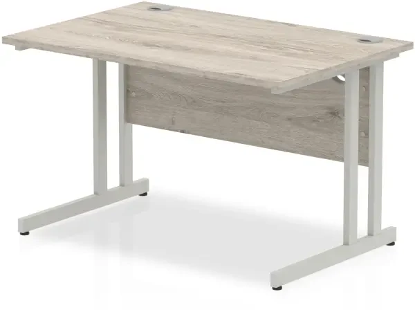 Dynamic Impulse Rectangular Desk with Twin Cantilever Legs - 1200mm x 600mm - Grey oak