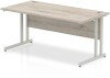 Dynamic Impulse Rectangular Desk with Twin Cantilever Legs - 1600mm x 600mm - Grey oak