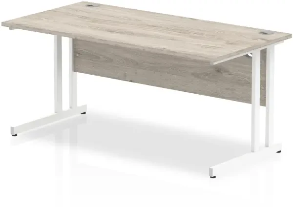 Dynamic Impulse Rectangular Desk with Twin Cantilever Legs - 1600mm x 600mm - Grey oak