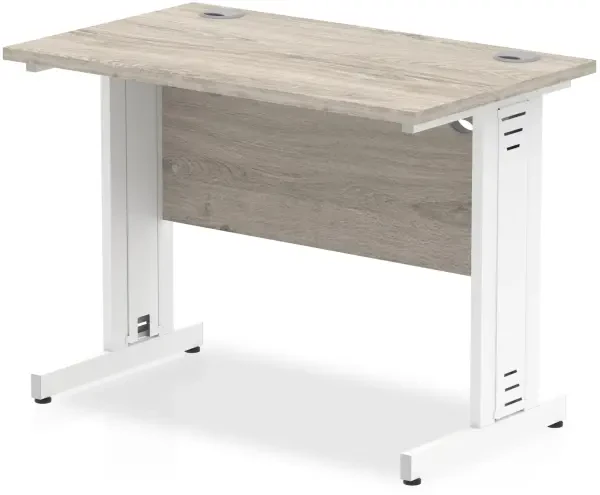 Dynamic Impulse Rectangular Desk with Cable Managed Legs - 1000mm x 600mm - Grey oak