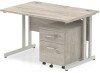 Dynamic Impulse Rectangular Desk with Cantilever Legs and 2 Drawer Mobile Pedestal - 1200mm x 800mm - Grey oak
