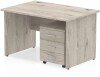 Dynamic Impulse Rectangular Desk with Panel End Legs and 3 Drawer Mobile Pedestal - 1200mm x 800mm - Grey oak