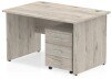 Dynamic Impulse Rectangular Desk with Panel End Legs and 3 Drawer Mobile Pedestal - 1400mm x 800mm - Grey oak