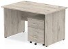 Dynamic Impulse Rectangular Desk with Panel End Legs and 2 Drawer Mobile Pedestal - 1200mm x 800mm - Grey oak