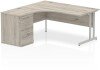 Dynamic Impulse Corner Desk with Cantilever Leg and 600mm Fixed Pedestal - 1400 x 1200mm - Beech