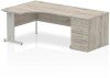 Dynamic Impulse Corner Desk with Cable Managed Leg and 800mm Fixed Pedestal - 1600mm x 1200mm - Grey oak