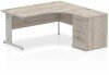 Dynamic Impulse Corner Desk with Cable Managed Leg and 600mm Fixed Pedestal - 1600mm x 1200mm - Grey oak