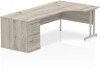 Dynamic Impulse Corner Desk with Cantilever Legs and 800mm Desk High Pedestal - 1800 x 1200mm - Grey oak