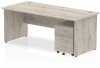 Dynamic Impulse Rectangular Desk with Panel End Legs and 2 Drawer Mobile Pedestal - 1800mm x 800mm - Grey oak