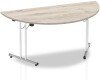 Dynamic Impulse Folding Semi-Circle Table - 1600 x 800mm - Grey oak