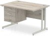 Dynamic Impulse Rectangular Desk with Cantilever Legs and 2 Drawer Top Pedestal - 1200mm x 800mm - Grey oak