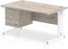 Dynamic Impulse Rectangular Desk with Cable Managed Legs and 2 Drawer Top Pedestal - 1400mm x 800mm - Grey oak