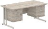Dynamic Impulse Office Desk with 2 Drawer & 3 Drawer Fixed Pedestal - 1600 x 800mm - Grey oak