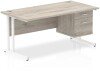 Dynamic Impulse Office Desk with 2 Drawer Fixed Pedestal - 1600 x 800mm - Grey oak