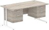 Dynamic Impulse Office Desk with 2 Drawer Fixed Pedestals - 1600 x 800mm - Grey oak