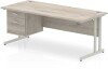 Dynamic Impulse Rectangular Desk with Cantilever Legs and 2 Drawer Top Pedestal - 1800mm x 800mm - Grey oak