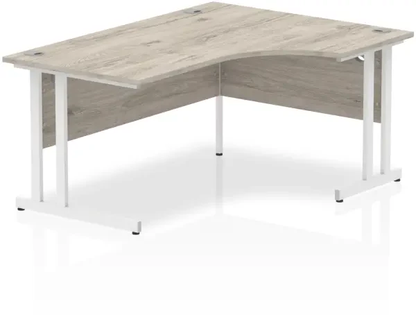 Dynamic Impulse Corner Desk with Twin Cantilever Legs - 1600 x 1200mm - Grey oak