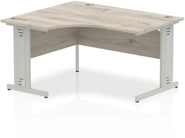 Dynamic Impulse Corner Desk with Cable Managed Legs - 1400mm x 1200mm - Grey oak