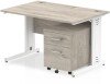 Dynamic Impulse Rectangular Desk with Cable Managed Legs and 2 Drawer Mobile Pedestal - 1200mm x 800mm - Grey oak