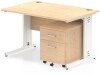 Dynamic Impulse Rectangular Desk with Cable Managed Legs and 2 Drawer Mobile Pedestal - 1200mm x 800mm - Maple