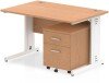 Dynamic Impulse Rectangular Desk with Cable Managed Legs and 2 Drawer Mobile Pedestal - 1200mm x 800mm - Oak