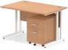 Dynamic Impulse Rectangular Desk with Cantilever Legs and 2 Drawer Mobile Pedestal - 1200mm x 800mm - Oak