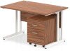 Dynamic Impulse Rectangular Desk with Cantilever Legs and 2 Drawer Mobile Pedestal - 1200mm x 800mm - Walnut