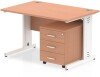 Dynamic Impulse Rectangular Desk with Cable Managed Legs and 3 Drawer Mobile Pedestal - 1200mm x 800mm - Beech
