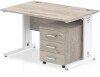 Dynamic Impulse Rectangular Desk with Cable Managed Legs and 3 Drawer Mobile Pedestal - 1200mm x 800mm - Grey oak