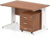 Dynamic Impulse Rectangular Desk with Cable Managed Legs and 3 Drawer Mobile Pedestal - 1200mm x 800mm - Walnut