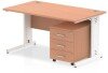 Dynamic Impulse Rectangular Desk with Cable Managed Legs and 3 Drawer Mobile Pedestal - 1400mm x 800mm - Beech