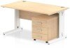 Dynamic Impulse Rectangular Desk with Cable Managed Legs and 3 Drawer Mobile Pedestal - 1400mm x 800mm - Maple