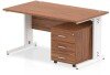 Dynamic Impulse Rectangular Desk with Cable Managed Legs and 3 Drawer Mobile Pedestal - 1400mm x 800mm - Walnut