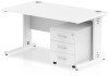 Dynamic Impulse Rectangular Desk with Cable Managed Legs and 3 Drawer Mobile Pedestal - 1400mm x 800mm - White