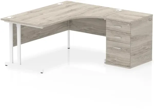 Dynamic Impulse Corner Desk with Cantilever Leg and 600mm Desk High Pedestal - 1600 x 1200mm