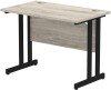 Dynamic Impulse Rectangular Desk with Twin Cantilever Legs - 1000mm x 600mm - Grey oak